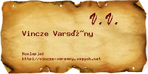 Vincze Varsány névjegykártya